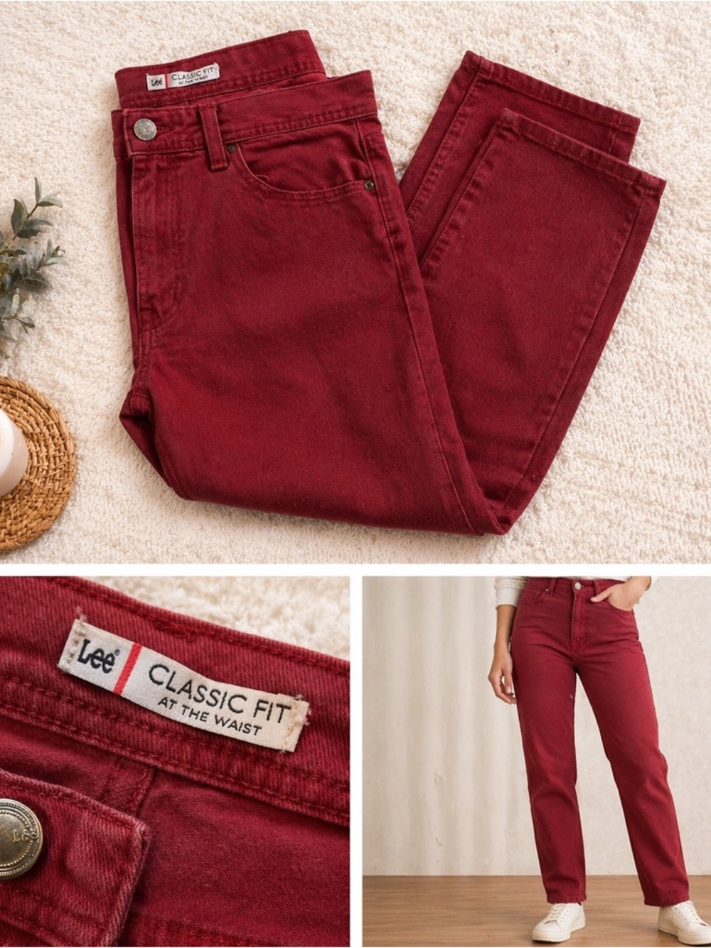 Lee Women's Straight-Leg Jeans in Burgundy Red
